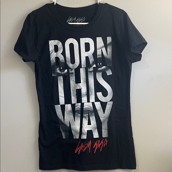 Lady Gaga Black 'Born This Way' T-Shirt XL - Picture 1 of 4